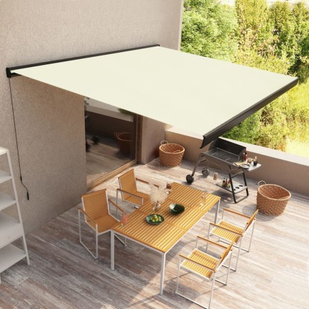 vidaXL Toldo de carrete manual color crema 450x300 cm