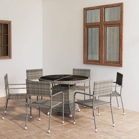 vidaXL Set comedor jardín 7 pzas ratán sintético gris antracita y gris