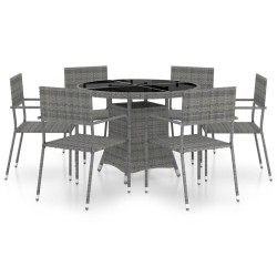 vidaXL Set comedor jardín 7 pzas ratán sintético gris antracita y gris