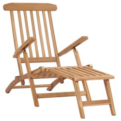 vidaXL Tumbonas de jardín con reposapiés y mesa madera de teca maciza