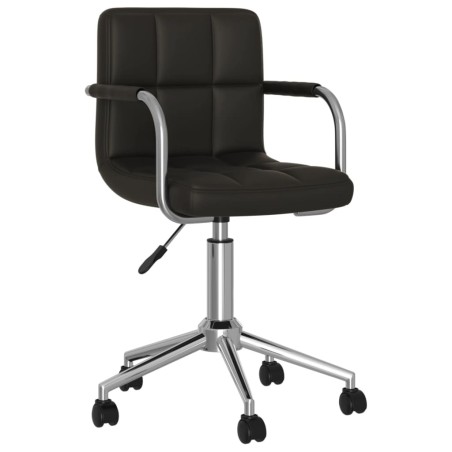 vidaXL Silla de comedor giratoria cuero sintético negro