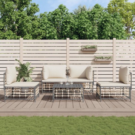 vidaXL Juego de muebles de jardín 5 pzas y cojines ratán PE antracita