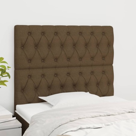 vidaXL Cabeceros 2 unidades de tela marrón oscuro 90x7x78/88 cm
