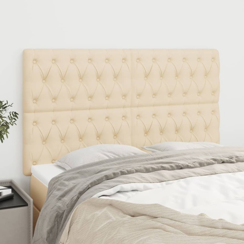 vidaXL Cabeceros 4 unidades tela color crema 80x7x78/88 cm vidaXL Cabeceros 4 unidades tela color crema 80x7x78/88 cm