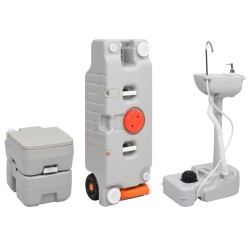 vidaXL Juego inodoro con lavabo y depósito agua portátil para camping