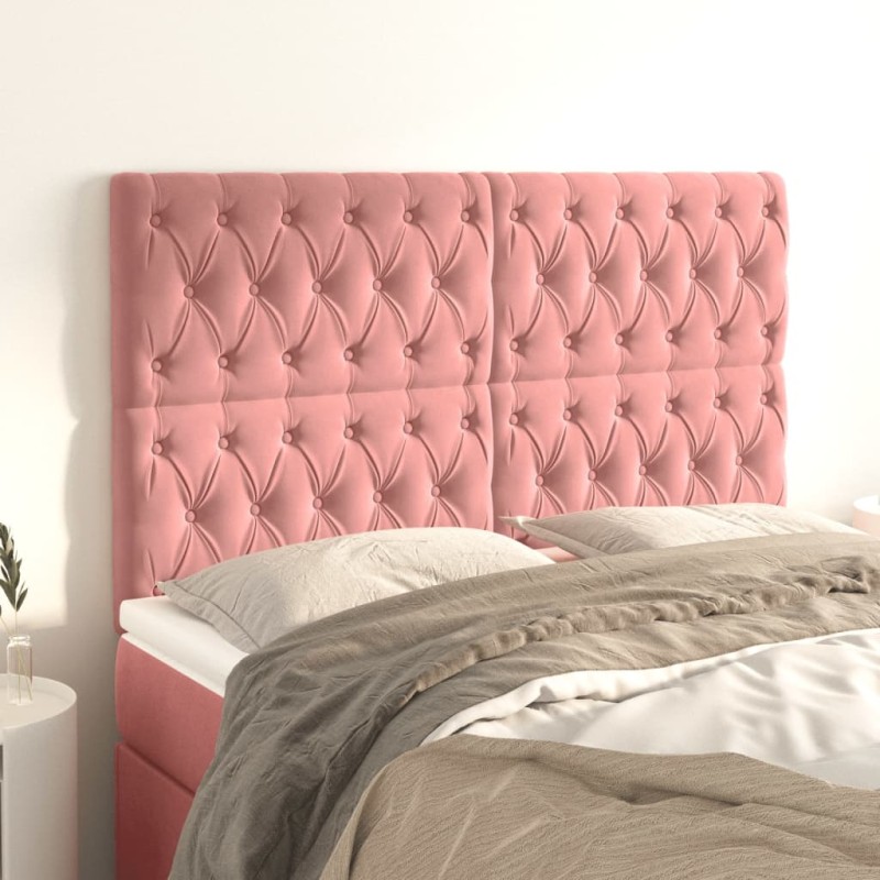 vidaXL Cabeceros 4 unidades de terciopelo rosa 72x7x78/88 cm vidaXL Cabeceros 4 unidades de terciopelo rosa 72x7x78/88 cm