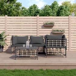 vidaXL Juego de muebles de jardín 5 pzas cojines antracita ratán PE