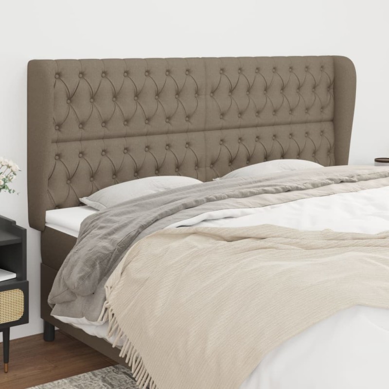 vidaXL Cabecero con orejas de tela gris taupe 203x23x118/128 cm vidaXL Cabecero con orejas de tela gris taupe 203x23x118/128 cm