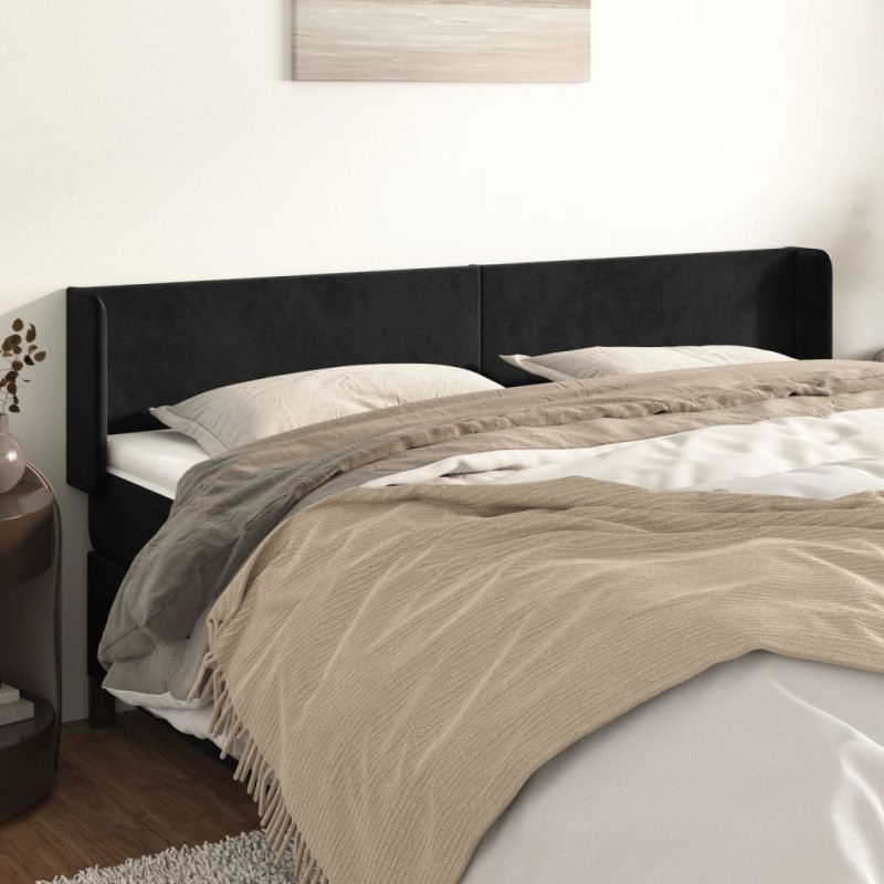 vidaXL Cabecero de terciopelo negro 163x16x78/88 cm vidaXL Cabecero de terciopelo negro 163x16x78/88 cm