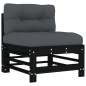 vidaXL Juego de muebles de jardín 5 pzas y cojines madera maciza negro vidaXL Juego de muebles de jardín 5 pzas y cojines madera maciza negro