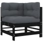 vidaXL Juego de muebles de jardín 5 pzas y cojines madera maciza negro vidaXL Juego de muebles de jardín 5 pzas y cojines madera maciza negro