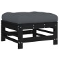 vidaXL Juego de muebles de jardín 5 pzas y cojines madera maciza negro vidaXL Juego de muebles de jardín 5 pzas y cojines madera maciza negro