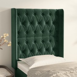 vidaXL Cabecero con orejas de terciopelo verde oscuro 83x16x118/128 cm