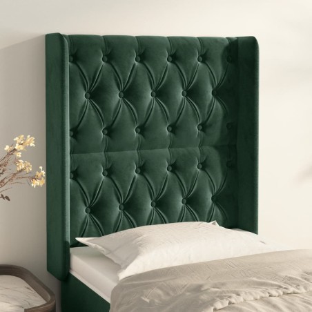 vidaXL Cabecero con orejas de terciopelo verde oscuro 83x16x118/128 cm