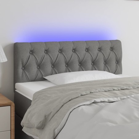 vidaXL Cabecero con LED de tela gris oscuro 100x7x78/88 cm
