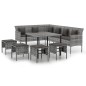 vidaXL Set de comedor de jardín 6 pzas y cojines ratán sintético gris vidaXL Set de comedor de jardín 6 pzas y cojines ratán sintético gris