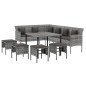 vidaXL Set de comedor de jardín 6 pzas y cojines ratán sintético gris vidaXL Set de comedor de jardín 6 pzas y cojines ratán sintético gris