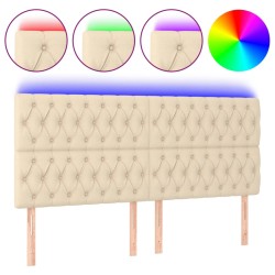 vidaXL Cabecero con luces LED tela crema 180x7x118/128 cm