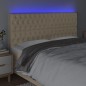 vidaXL Cabecero con luces LED tela crema 180x7x118/128 cm vidaXL Cabecero con luces LED tela crema 180x7x118/128 cm