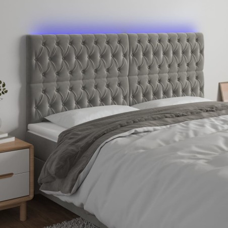 vidaXL Cabecero con luces LED terciopelo gris claro 180x7x118/128 cm