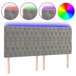 vidaXL Cabecero con luces LED terciopelo gris claro 180x7x118/128 cm