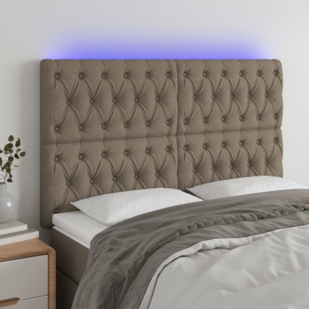 vidaXL Cabecero con luces LED tela gris taupe 160x7x118/128 cm