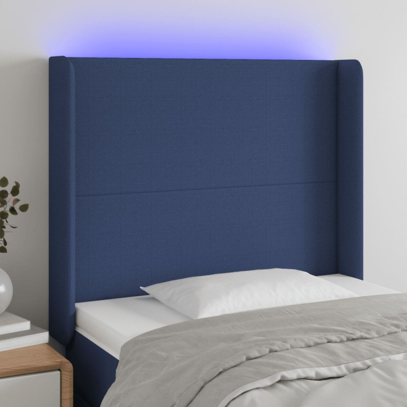 vidaXL Cabecero con LED de tela azul 83x16x118/128 cm vidaXL Cabecero con LED de tela azul 83x16x118/128 cm