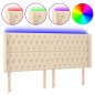 vidaXL Cabecero con LED de tela color crema 183x16x118/128 cm vidaXL Cabecero con LED de tela color crema 183x16x118/128 cm