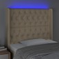 vidaXL Cabecero con LED de tela color crema 103x16x118/128 cm vidaXL Cabecero con LED de tela color crema 103x16x118/128 cm