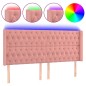 vidaXL Cabecero con LED de terciopelo rosa 203x16x118/128 cm vidaXL Cabecero con LED de terciopelo rosa 203x16x118/128 cm