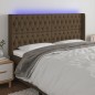 vidaXL Cabecero con LED de tela marrón oscuro 183x16x118/128 cm vidaXL Cabecero con LED de tela marrón oscuro 183x16x118/128 cm