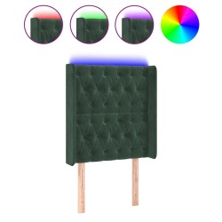 vidaXL Cabecero con LED de terciopelo verde oscuro 83x16x118/128 cm