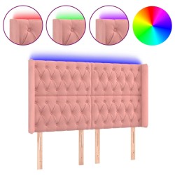 vidaXL Cabecero con LED de terciopelo rosa 163x16x118/128 cm