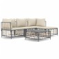 vidaXL Set muebles de jardín 4 pzas y cojines ratán PE gris antracita vidaXL Set muebles de jardín 4 pzas y cojines ratán PE gris antracita