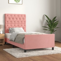 vidaXL Estructura de cama con cabecero de terciopelo rosa 80x200 cm
