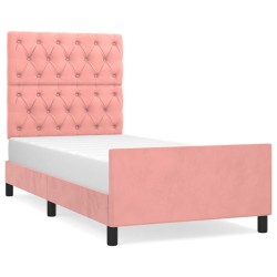 vidaXL Estructura de cama con cabecero de terciopelo rosa 80x200 cm