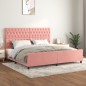vidaXL Estructura de cama con cabecero de terciopelo rosa 200x200 cm vidaXL Estructura de cama con cabecero de terciopelo rosa 200x200 cm