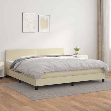vidaXL Cama box spring con colchón cuero sintético crema 200x200 cm