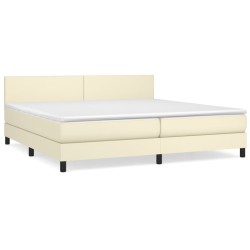 vidaXL Cama box spring con colchón cuero sintético crema 200x200 cm