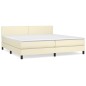 vidaXL Cama box spring con colchón cuero sintético crema 200x200 cm vidaXL Cama box spring con colchón cuero sintético crema 200x200 cm