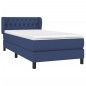 vidaXL Cama box spring con colchón tela azul 90x200 cm