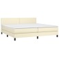 vidaXL Cama box spring con colchón cuero sintético crema 200x200 cm vidaXL Cama box spring con colchón cuero sintético crema 200x200 cm