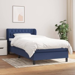 vidaXL Cama box spring con colchón tela azul 100x200 cm