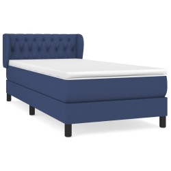 vidaXL Cama box spring con colchón tela azul 100x200 cm