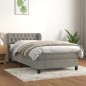 vidaXL Cama box spring con colchón terciopelo gris claro 90x190 cm vidaXL Cama box spring con colchón terciopelo gris claro 90x190 cm