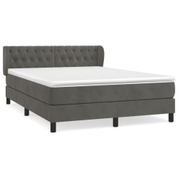 vidaXL Cama box spring con colchón terciopelo gris oscuro 140x200 cm