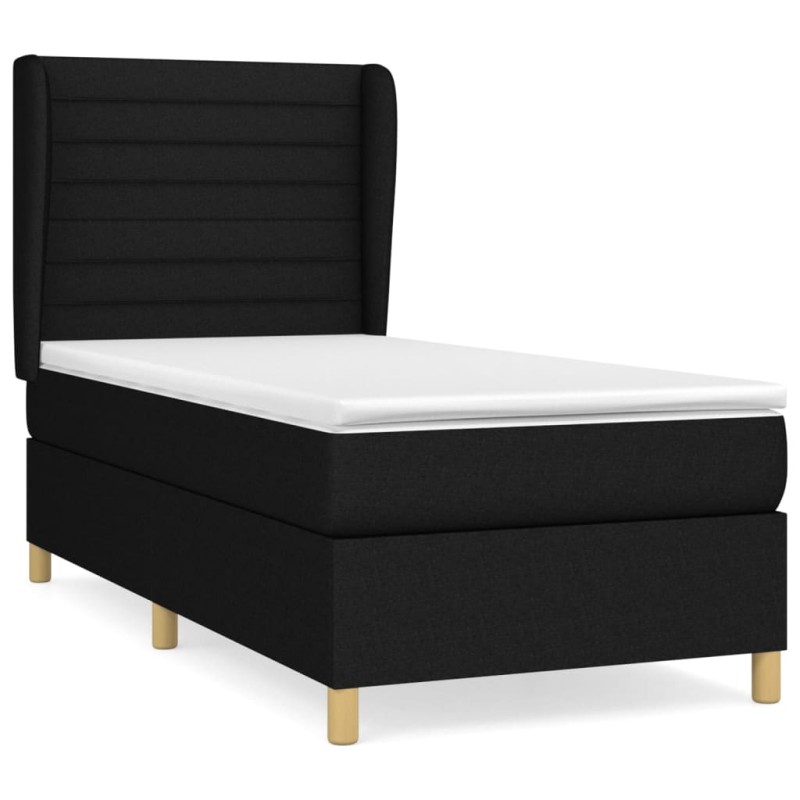 vidaXL Cama box spring con colchón tela negro 80x200 cm vidaXL Cama box spring con colchón tela negro 80x200 cm