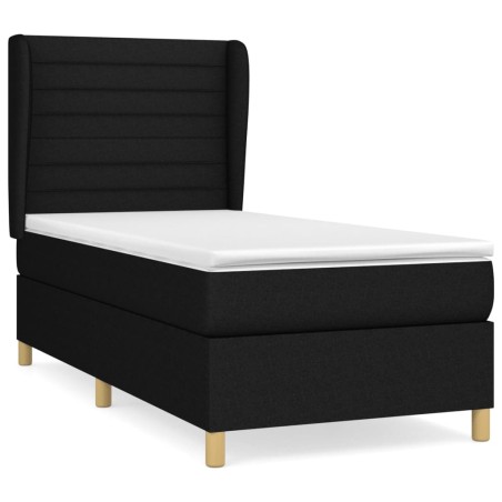 vidaXL Cama box spring con colchón tela negro 80x200 cm