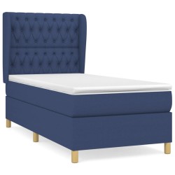vidaXL Cama box spring con colchón tela azul 100x200 cm