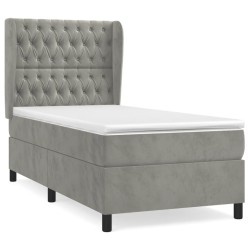 vidaXL Cama box spring con colchón terciopelo gris claro 80x200 cm